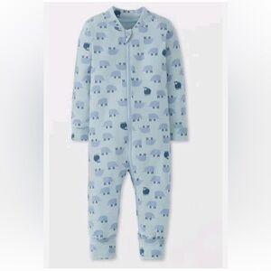 Hanna Andersson Light Blue Animal Print Baby Onesie